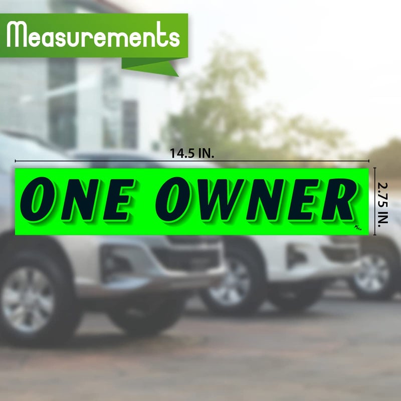 Versa-Tags Chartreuse Green Vinyl Slogan Stickers - 12-Pack for Car Dealer Windshield Advertising, Perfect for Used/New Car Truck RV Lots Slogan-One-Owner-Stickers - Image 2